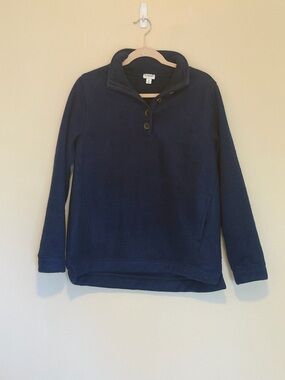 J. Crew Navy Blue Quarter-Snap Fleece Pullover